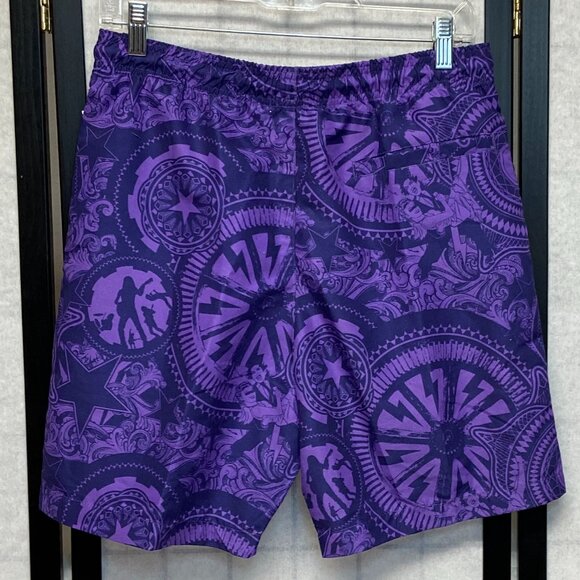 AC DC Tie Front Pockets Swim Trunk Board Shorts 18” Purple Abstract NWT - Picture 2 of 12